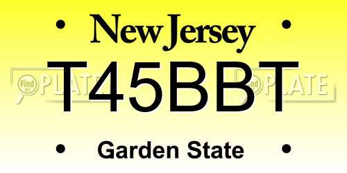 T45BBT New Jersey License Plate