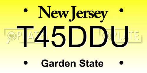 T45DDU New Jersey License Plate