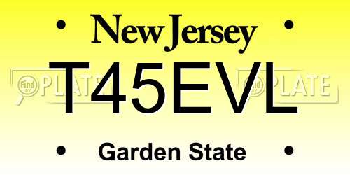 T45EVL New Jersey License Plate