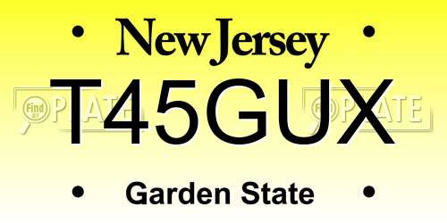 T45GUX New Jersey License Plate