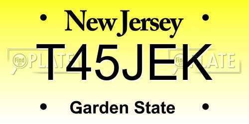 T45JEK New Jersey License Plate