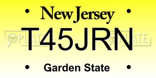 T45JRN New Jersey License Plate