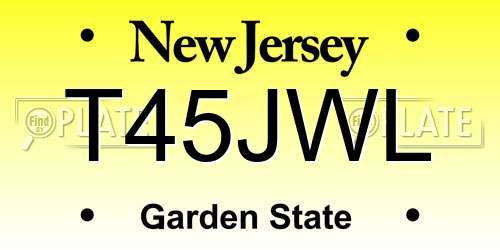 T45JWL New Jersey License Plate