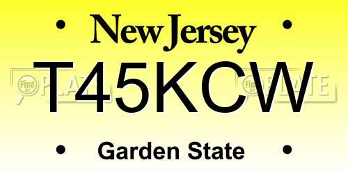 T45KCW New Jersey License Plate