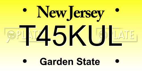 T45KUL New Jersey License Plate
