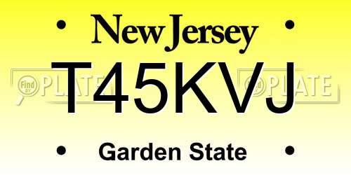 T45KVJ New Jersey License Plate
