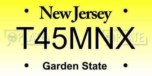 T45MNX New Jersey License Plate