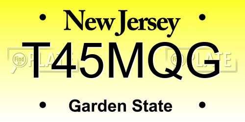 T45MQG New Jersey License Plate