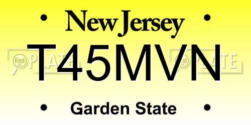 T45MVN New Jersey License Plate