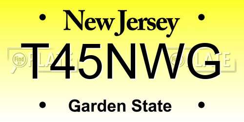 T45NWG New Jersey License Plate