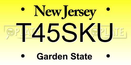 T45SKU New Jersey License Plate