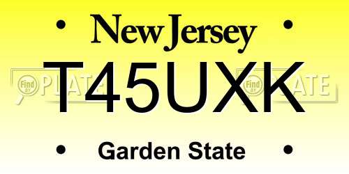 T45UXK New Jersey License Plate