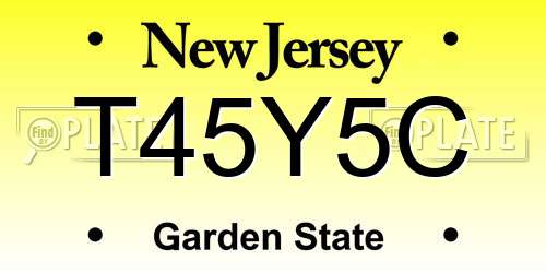 T45Y5C New Jersey License Plate