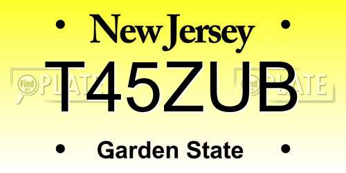 T45ZUB New Jersey License Plate