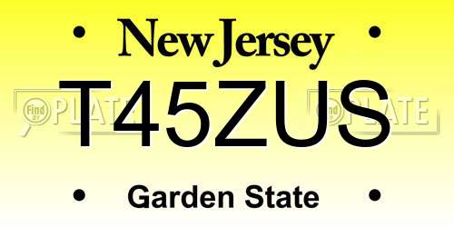 T45ZUS New Jersey License Plate