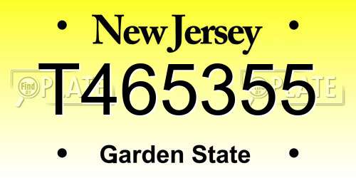 T465355 New Jersey License Plate
