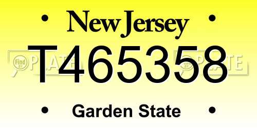 T465358 New Jersey License Plate