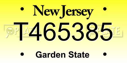 T465385 New Jersey License Plate