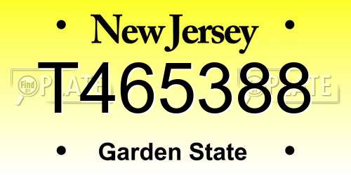 T465388 New Jersey License Plate