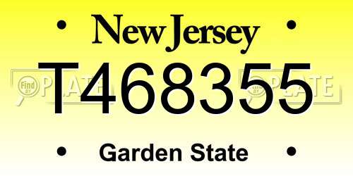 T468355 New Jersey License Plate