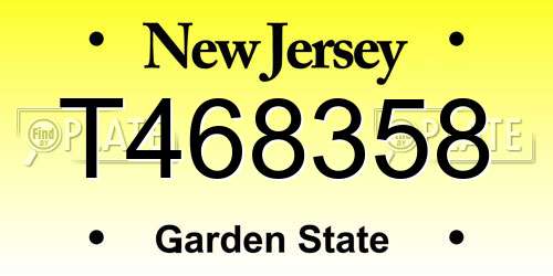 T468358 New Jersey License Plate