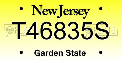 T46835S New Jersey License Plate
