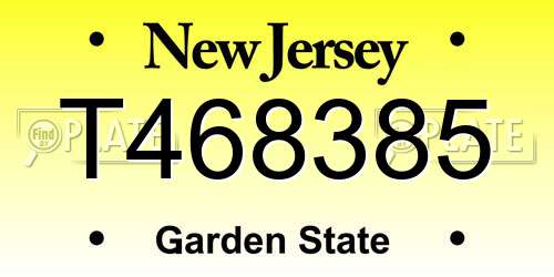 T468385 New Jersey License Plate