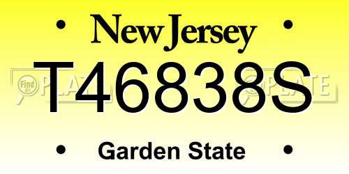 T46838S New Jersey License Plate