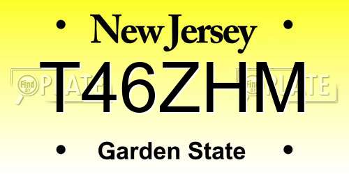 T46ZHM New Jersey License Plate