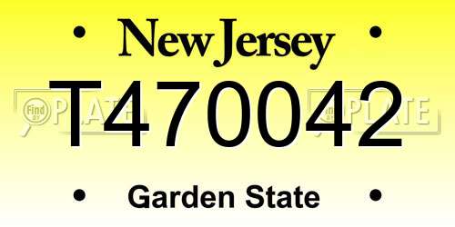 T470042 New Jersey License Plate
