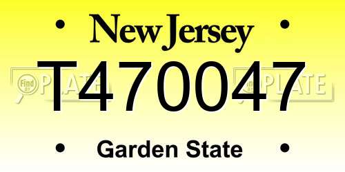 T470047 New Jersey License Plate