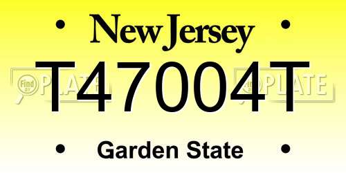 T47004T New Jersey License Plate