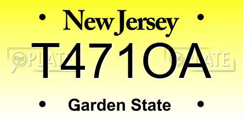 T471OA New Jersey License Plate