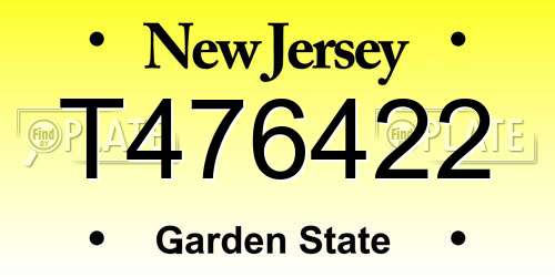 T476422 New Jersey License Plate