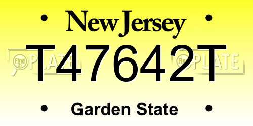 T47642T New Jersey License Plate