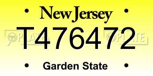 T476472 New Jersey License Plate