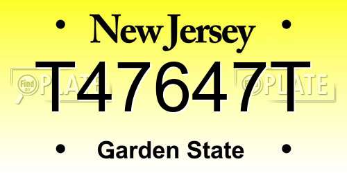 T47647T New Jersey License Plate