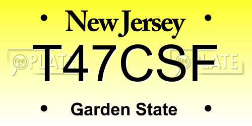 T47CSF New Jersey License Plate