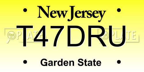 T47DRU New Jersey License Plate