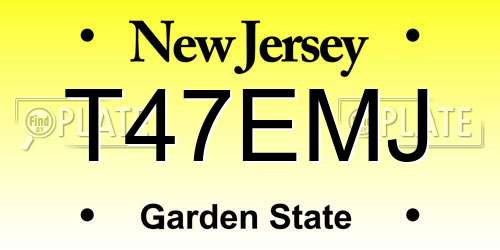 T47EMJ New Jersey License Plate