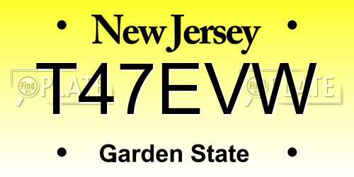 T47EVW New Jersey License Plate
