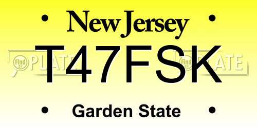 T47FSK New Jersey License Plate