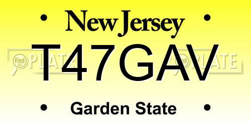 T47GAV New Jersey License Plate