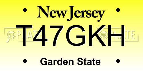 T47GKH New Jersey License Plate