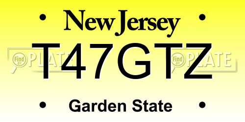 T47GTZ New Jersey License Plate