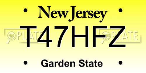 T47HFZ New Jersey License Plate