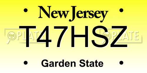 T47HSZ New Jersey License Plate