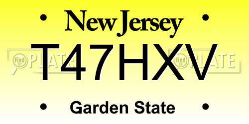 T47HXV New Jersey License Plate