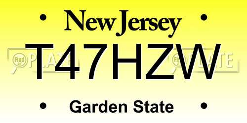 T47HZW New Jersey License Plate