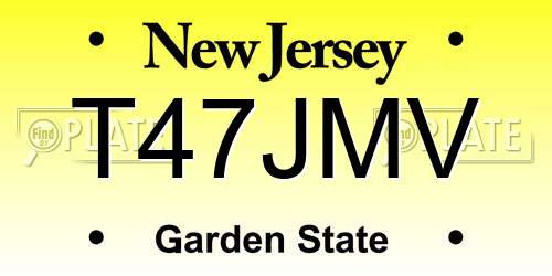 T47JMV New Jersey License Plate